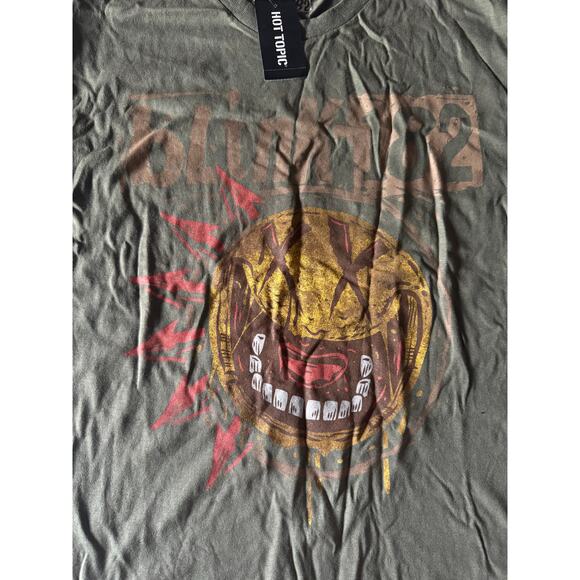 NWT Hot Topic Blink 182 Smiley Army Green Tee - Picture 2 of 6